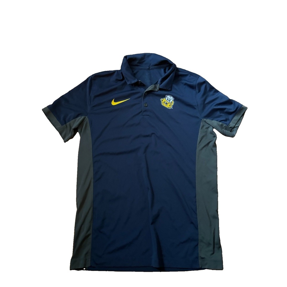 Nike Michigan Wolverines Dri-FIT Polo Shirt Men's Medium Navy Blue Old Logo